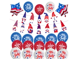 Juego De Decoración Patriótica, 22 Piezas, Rojo, Azul, Blanco, Para La Fiesta Del Día De La Independencia Del 4 De Julio.
