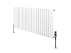 Radiador ovalado de una sola columna de 600x1440 mm - Blanco, 1369 W, acero al carbono, cromado. Válvulas termostáticas, soportes y kit incluidos.