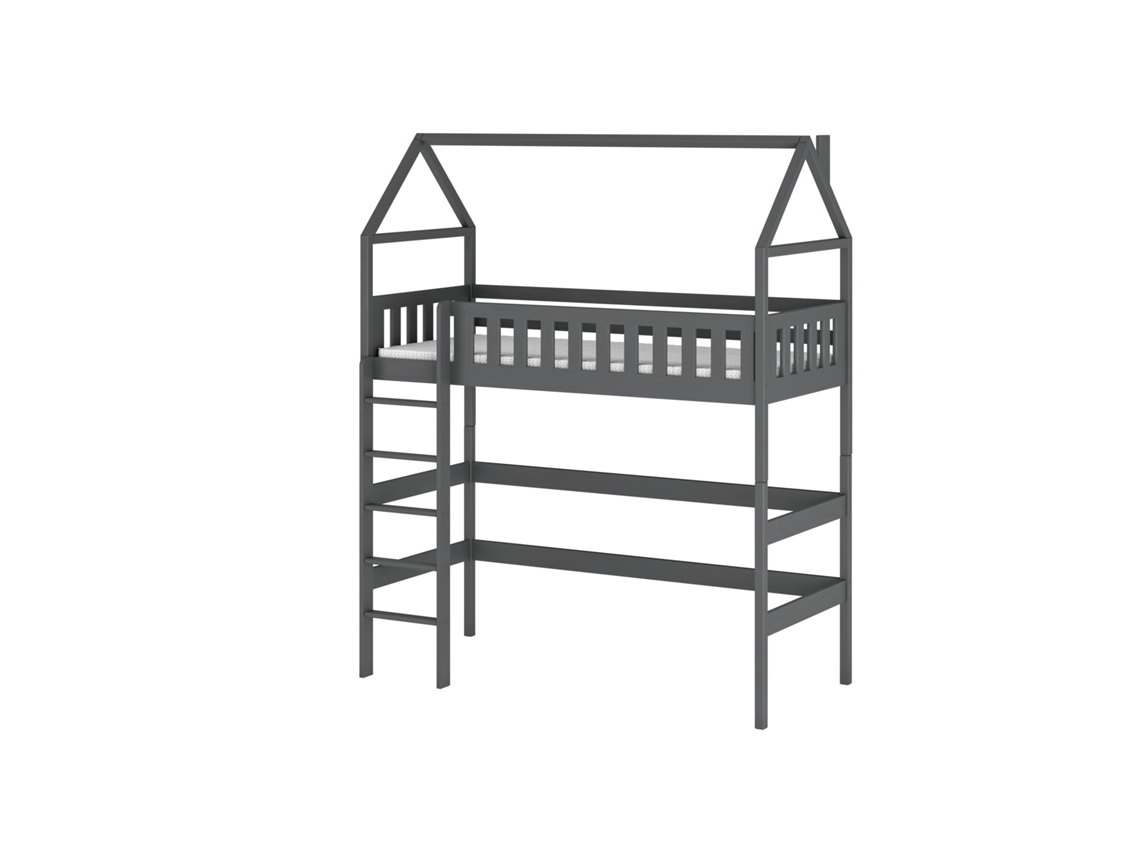 Cama Infantil FURNLUX Otylia (Grafito, Madera Maciza - 98X208X227 Cm / 90X200 Cm)