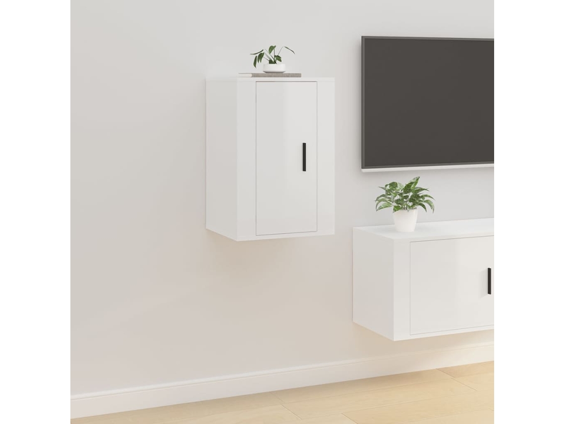 Estantería/Mueble de TV de Pared 40X34,5X60 Cm Blanco Brillante