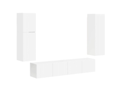 Conjunto de mueble de TV de 4 piezas, blanco brillante, MAISON EXCLUSIVE