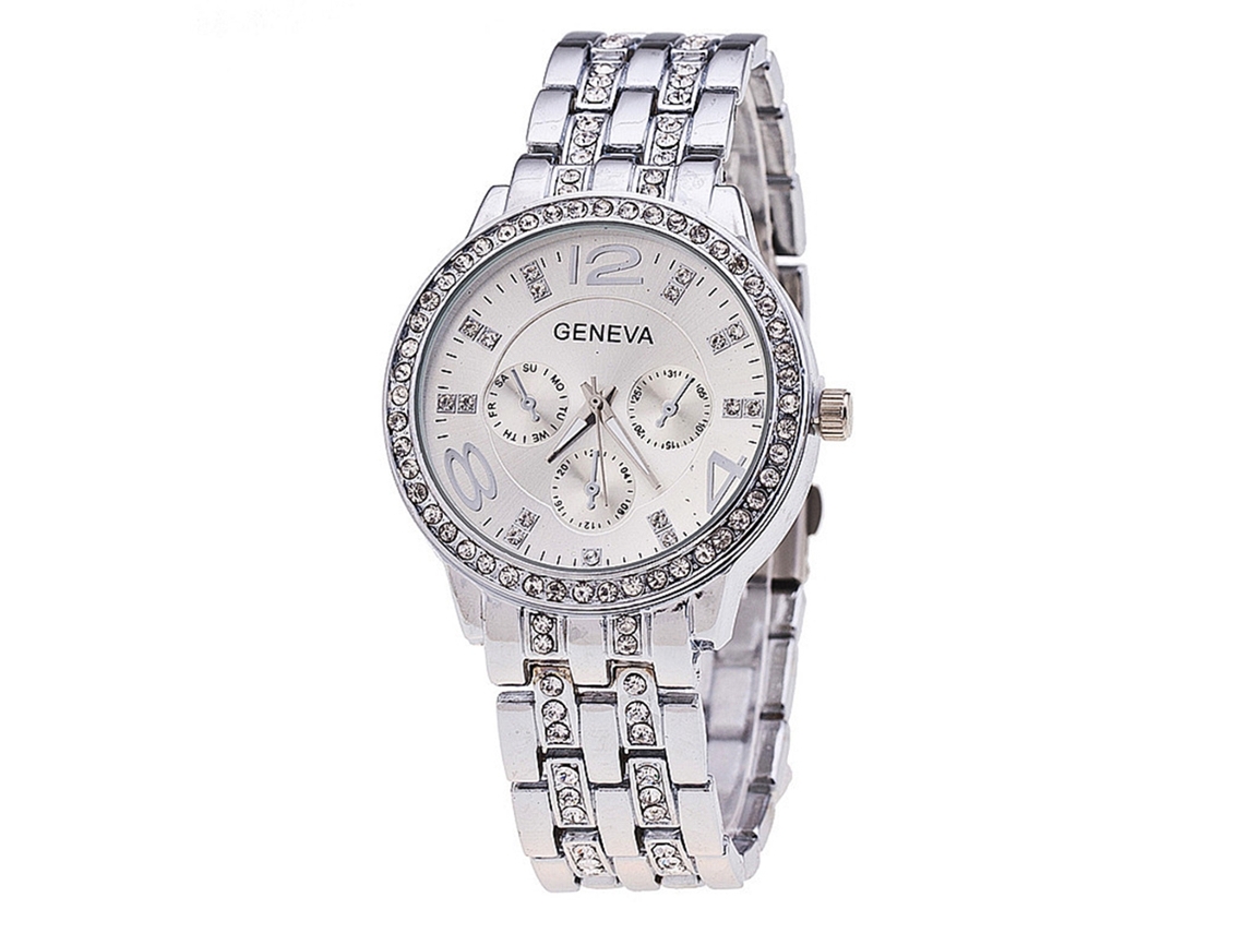 Reloj De Pulsera Para Hombre Con Diamantes De Imitación, Brazalete De Acero, Estilo Casual Y Elegante Zlf-0189, Color Plata.