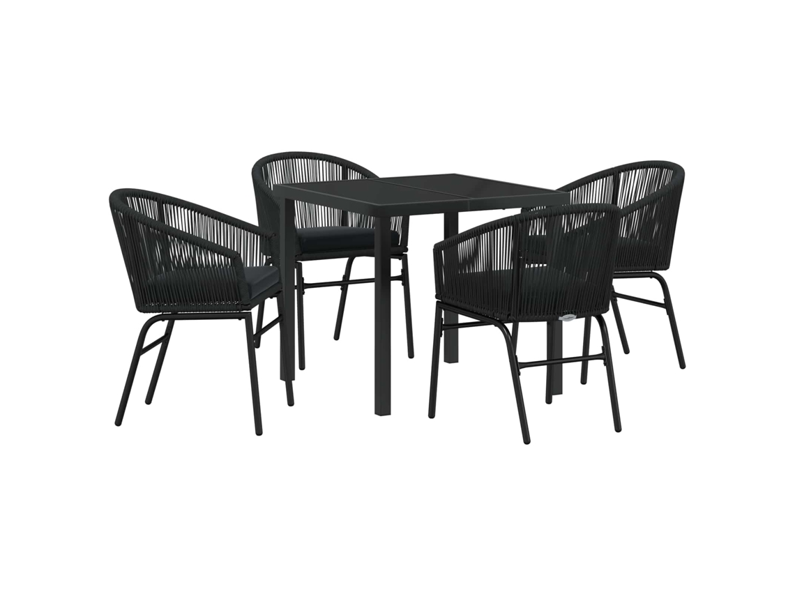 Maison Exclusive - Juego de comedor de jardín de 5 piezas de acero con recubrimiento de polvo negro