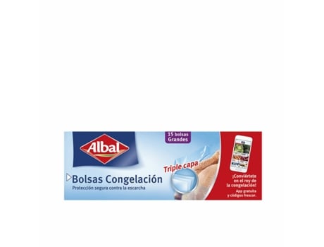 Set de Bolsas Reutilizables para Alimentos Albal Grande Congelador 15 Unidades