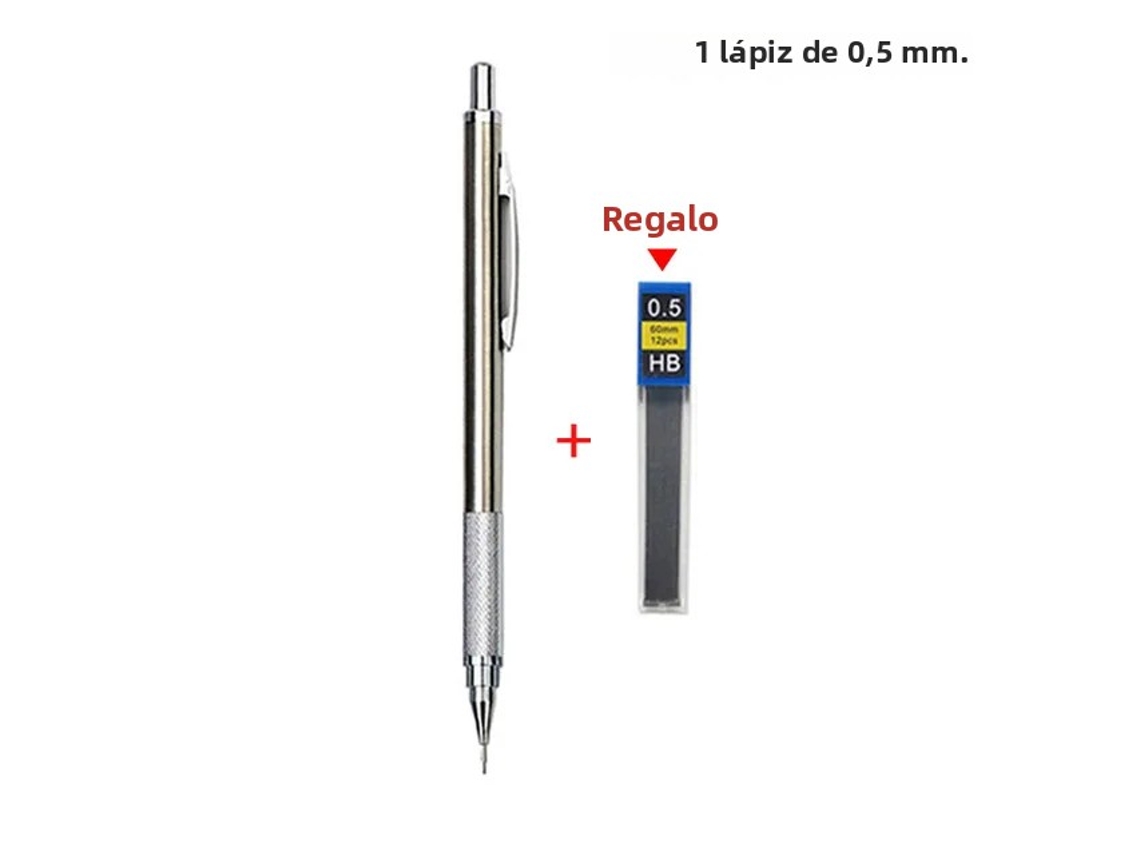 (0,5 Mm) Un Juego De Portaminas Mecánicas De Metal, Adecuadas Para Dibujar Y Hacer Bocetos, Con Mina Incluida.
