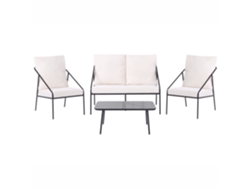 Conjunto de exterior de acero negro con almohadillas de acero negro Beliani Ustica 112x68x87