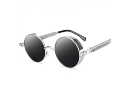 Gafas De Sol Redondas Para Hombre Y Mujer, Diseño Gótico Steampunk Metal Retro Vintage, Lentes Espejadas.