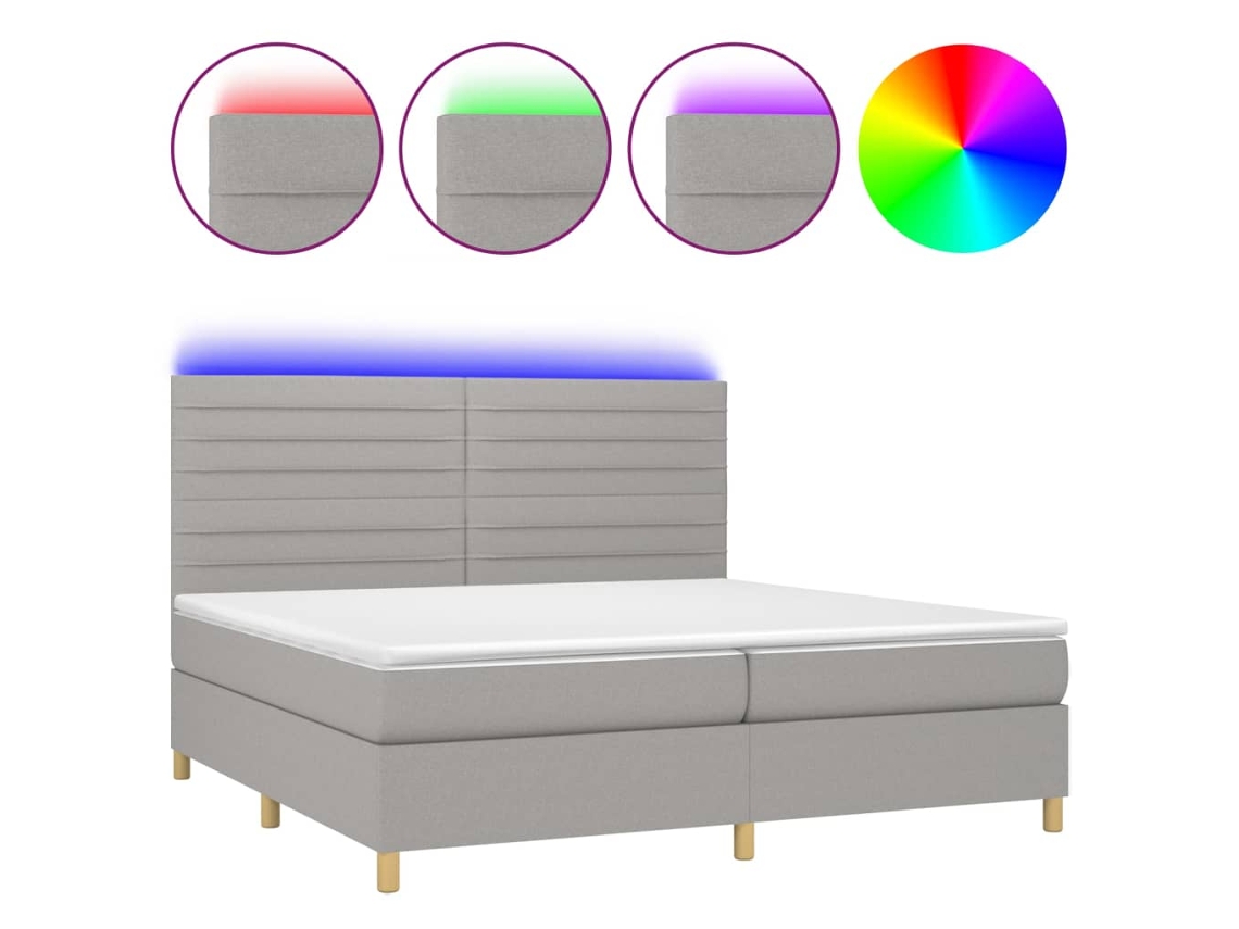 Maison Exclusive - Cama Box Spring Con Colchón Tela Y Led Gris Claro 200x200 Cm