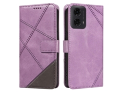 Funda De Cuero Con Tarjetero Para Motorola Moto E14 4g/ G04 4g/ G04s 4g/ G24 4g, Diseño Geométrico
