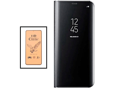 Kit Funda Smartview y Cristal Templado CeramicGlass Full Cover Xiaomi Redmi Note 10s PHONECARE Negro