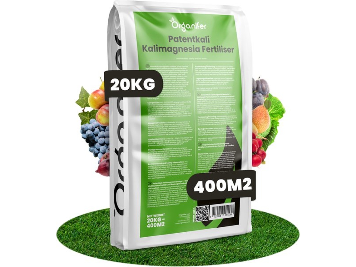Fertilizante de potasio y magnesio Patentkali 20 kg para 400 m2 Organifer