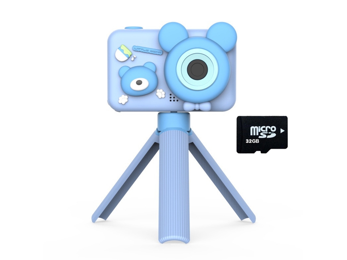 Cámara digital Eifson con trípode, pantalla HD de 1080p, 2 pulgadas, tarjeta de 32 g (Blue Bear)