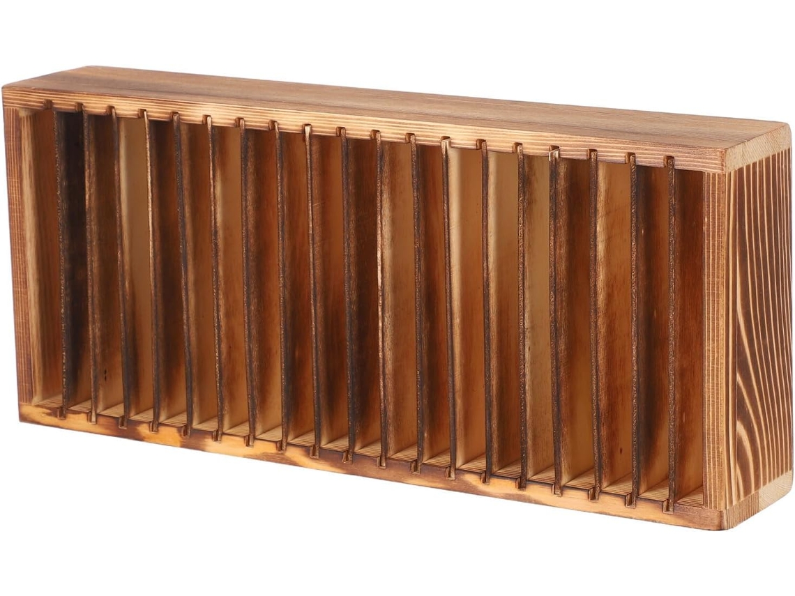 Tarjetero De Madera Con Compartimentos Extraíbles Para Fichas Y Tarjetas De Visita. Organizador.
