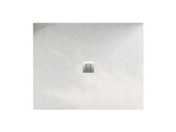 Base de Duche em Ardósia Centro Branca RC 140x110 cm com grade em aço inoxidável