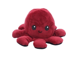2026-muñeco De Peluche De Pulpo Reversible De Doble Cara Flip Animal Juguete Lovely Bebé Rojo Jujube Oscuro
