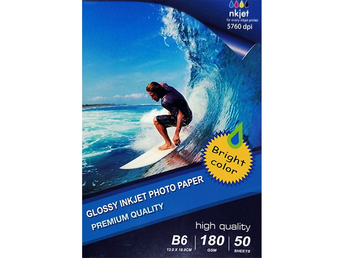 Papel Fotográfico Inyección de Tinta B6 Brillante 180G / 50 Hojas