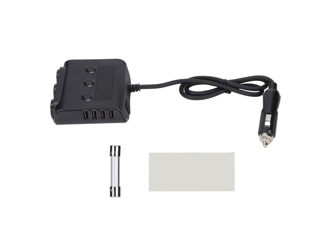 Conector De Carga Rápida Tr124 Con 3 Salidas Y 4 Puertos Usb Para Encendedores De Cigarrillos De Automóviles.