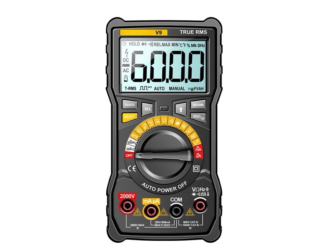 Multímetro Digital Aneng V9 2000v Smart 6000 Counts Ncv Anti queimadura Tester Eletrônico Profissional
