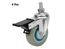 4 Ruedas Giratorias Con Freno Silencioso Fijo De Pvc De 3 Pulgadas Para Muebles Y Carros.