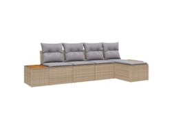Maison Exclusive - Conjunto de sofás de jardín de 6 piezas, beige y gris claro, poliratán