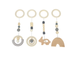 4pcs Brinquedos Pendentes De Madeira Para Carrinho De Bebê E Play Gym Cinza