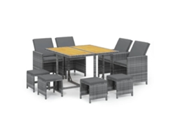 Maison Exclusive - Set Comedor Jardín 9 Pzas Y Cojines Ratán Sintético Gris