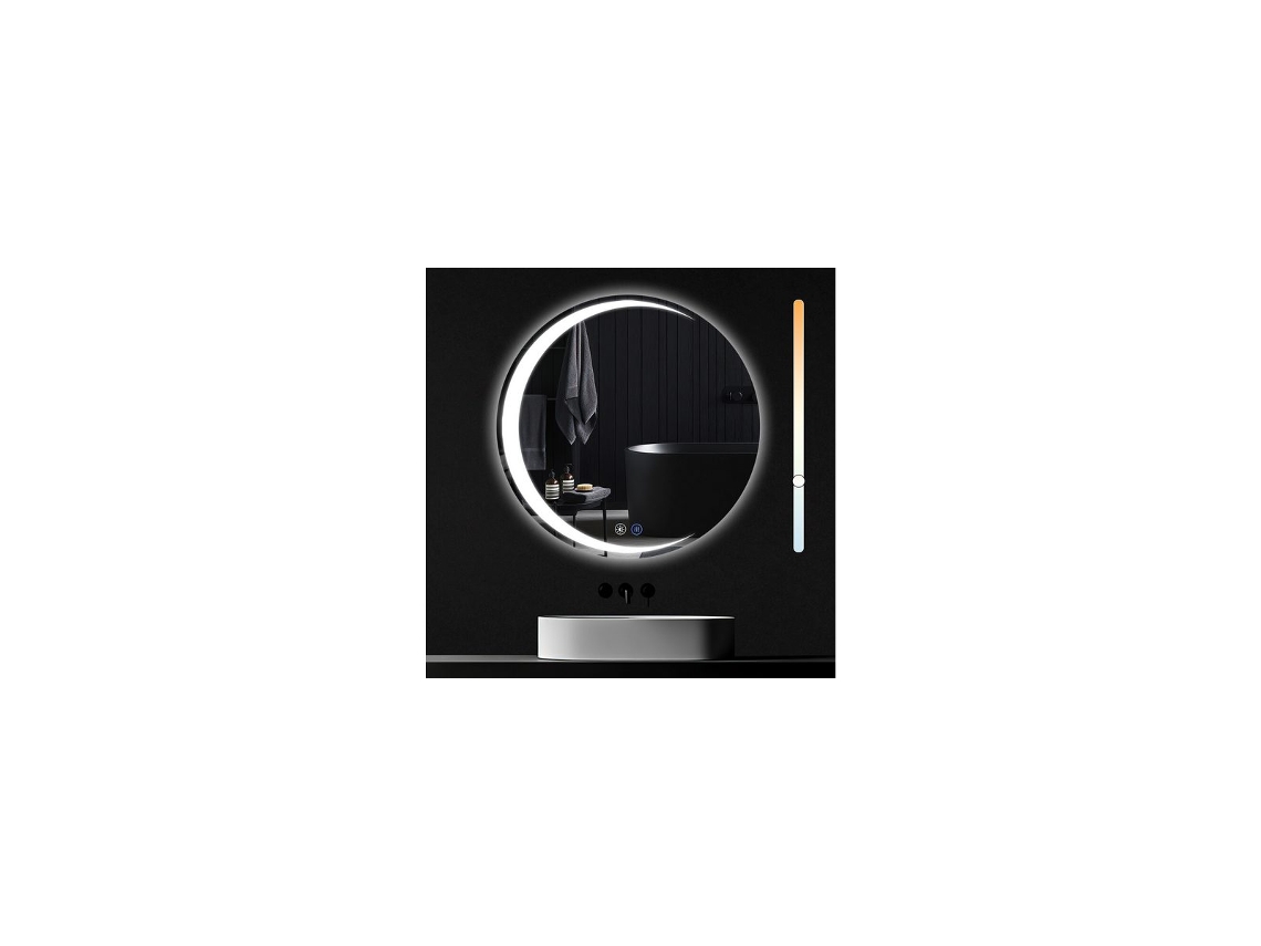 ZMH Espejo de baño con iluminación Moderno Redondo IP44 Espejo de pared Regulable para baño