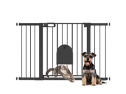 Portão Cães 75-131 Cm 3 Extensões Porta Pequena Preto