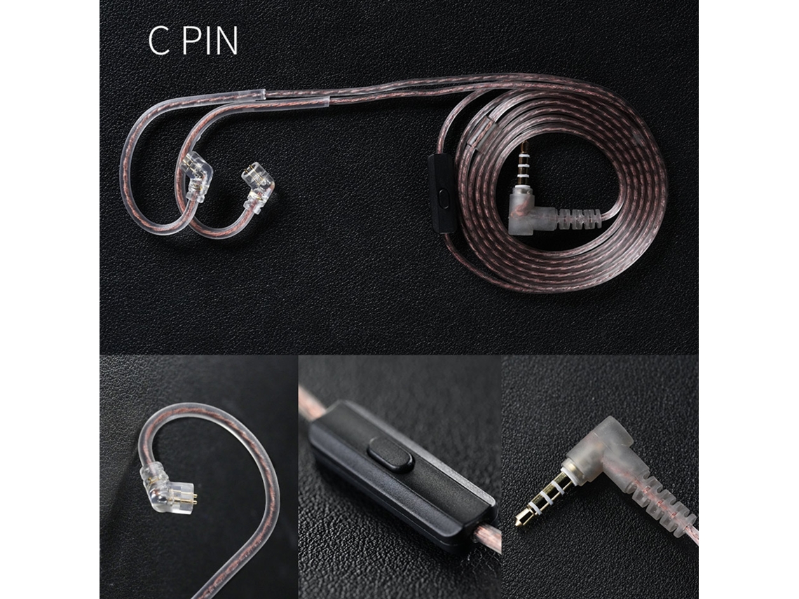 Cabo De Aprimoramento Kz Ofc 0.75mm Conector Dourado Com Microfone Para Kz Zsn/zsn Pro/zs10 Pro/as16/as12