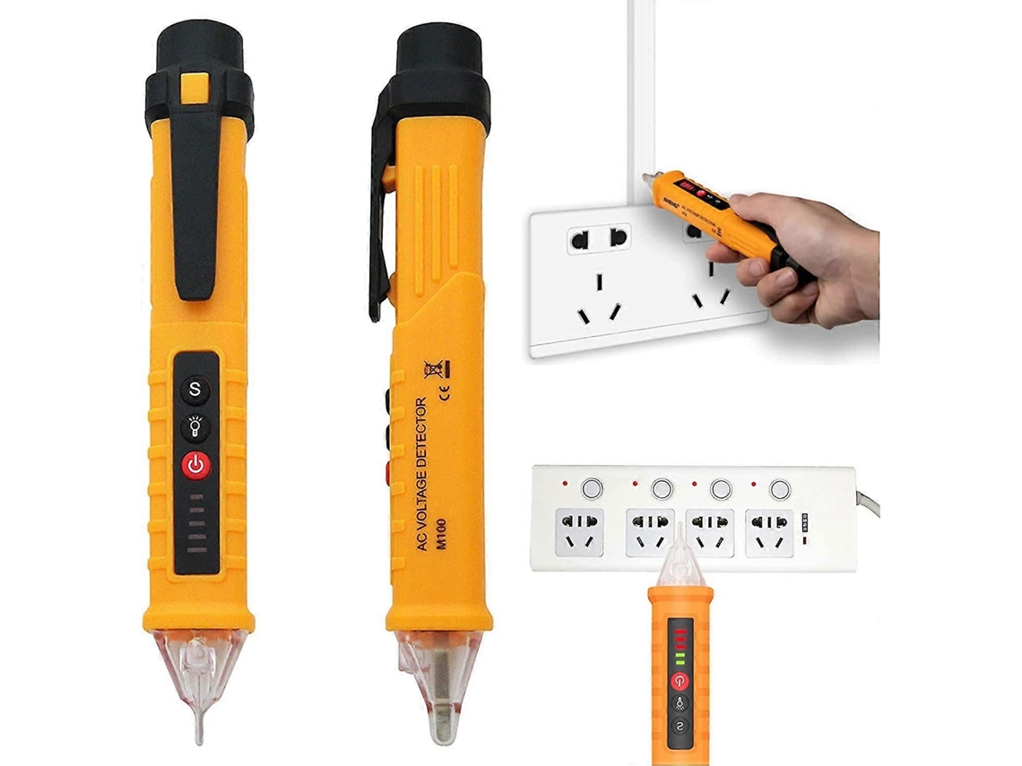 Detector De Voltaje Sin Contacto 12-1000v Ac Con Sensibilidad Ajustable, Linterna Y Alarma Audible