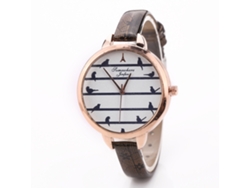Reloj De Pulsera Delgado Para Mujer Con Correa De Pu Y Estampado De Rayas (negro)