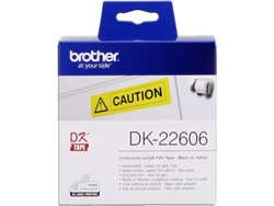 Cinta de impresión de etiquetas BROTHER DK-22606 Negro sobre Amarillo