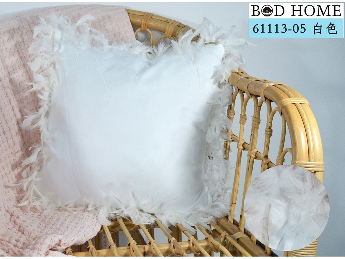 Almofada De Peñas Enrolada Blanca 45*45cm BOD HOME
