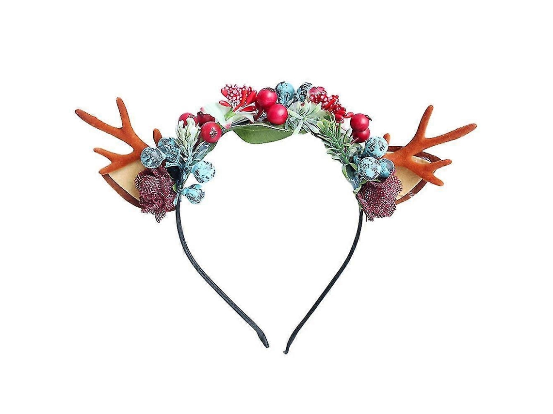 Cinta para el pelo con cuernos de reno navideño, bonito accesorio para niña