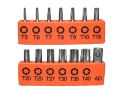 Set De Brocas Torx De Seguridad De Acero Con Adaptador Para Metal Y Madera 6x2.5x0.9cm Naranja