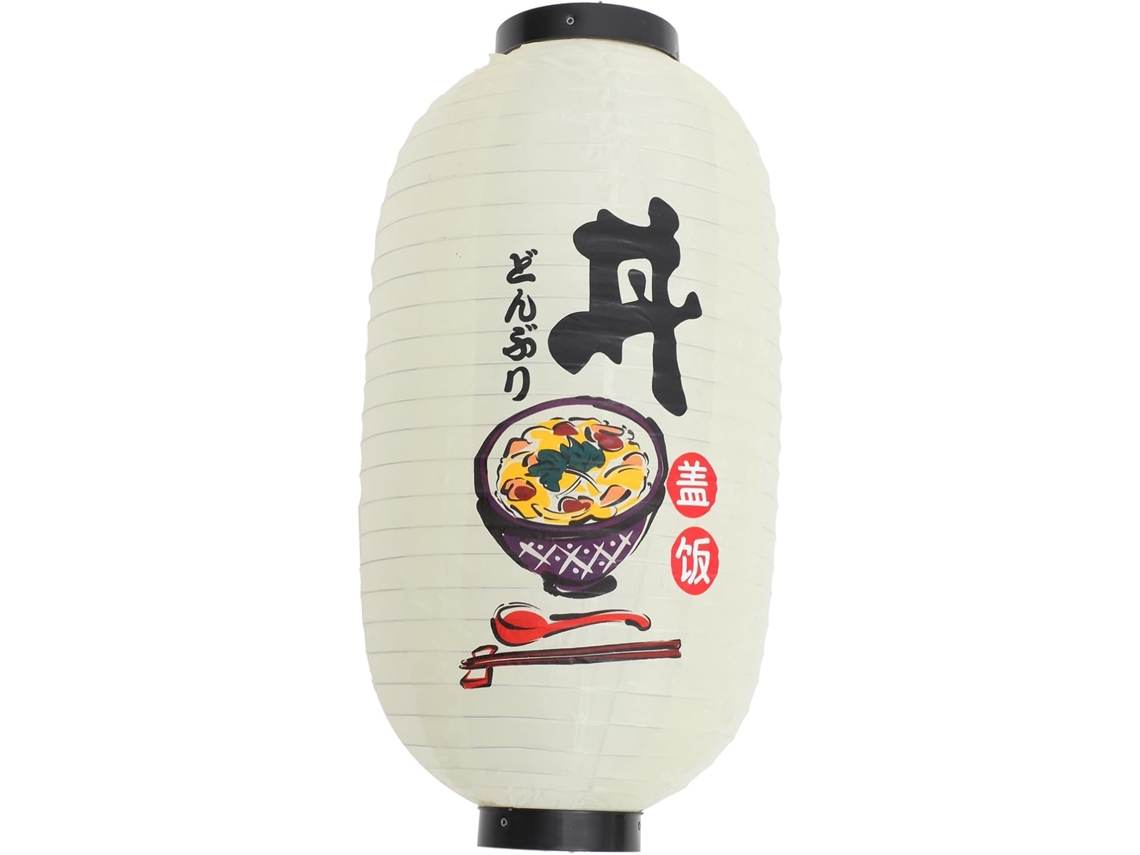 Farol japonés decorativo de seda con marco de metal, elegante lámpara colgante para decoración.