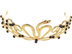 Tiara nupcial egipcia de aleación de oro con brillantes diamantes de imitación.
