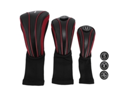 Juego de 3 fundas para cabezas de palos de golf con placas numeradas, cuello largo, antideslizantes, lijadas, de color negro y rojo.