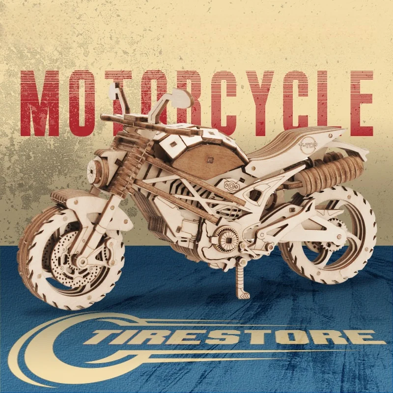 Modelo De Motocicleta De Madera En 3d, Kit De Montaje Para Armar.