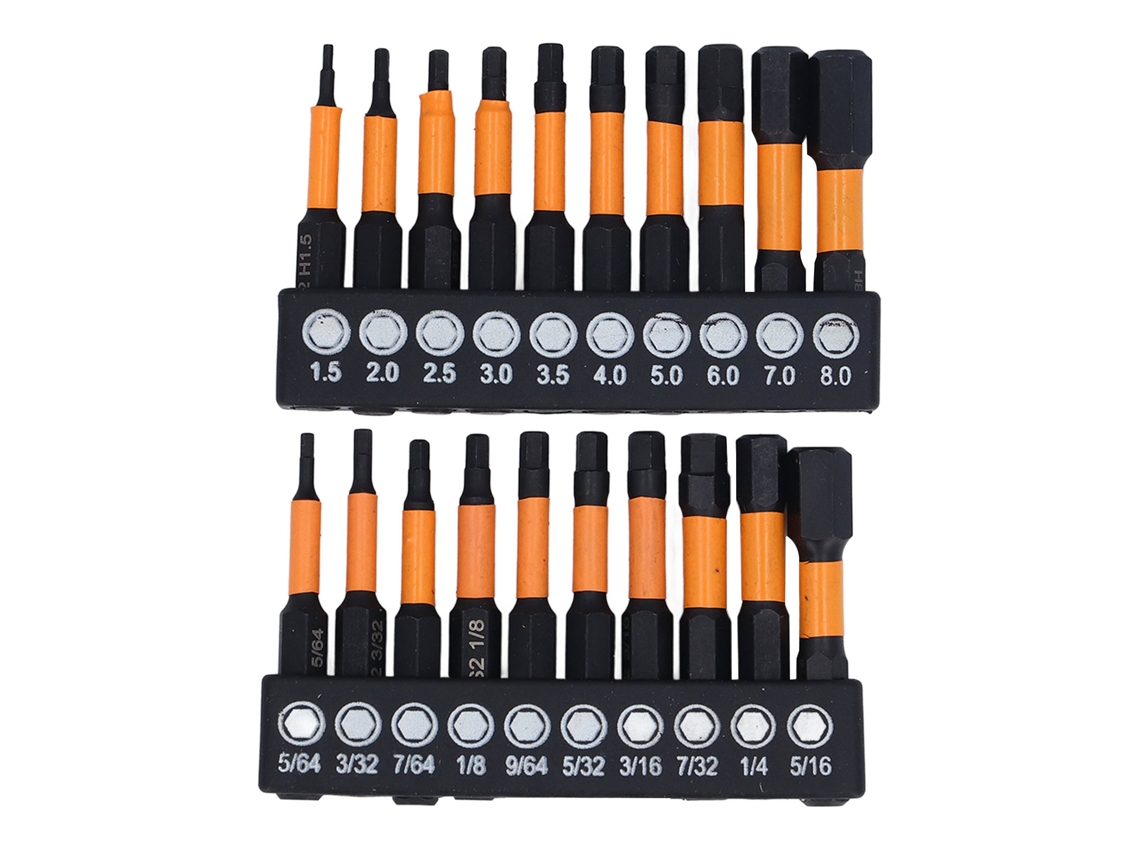 20 Piezas Brocas Hexagonales Con Mango 1/4in Acero Aleado Magnético Para Destornillador Taladro De Impacto Metrico Imperial