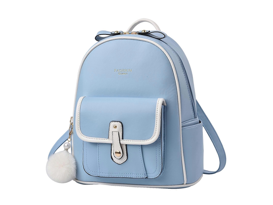 Mochila de piel sintética para mujer, estilo moderno, antirrobo, ideal para la escuela, la universidad y viajes. Color: Azul.