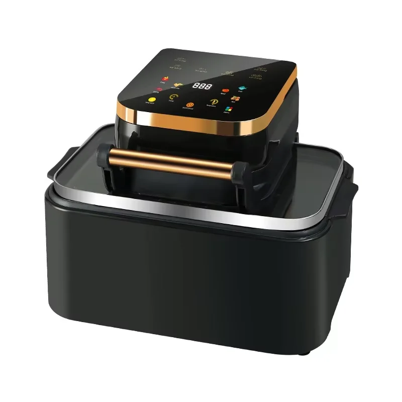 Horno Eléctrico Automático De Gran Capacidad (negro) Y Freidora De Aire Multifuncional Con Funciones De Horneado Visual Y Asado Sin Humo.