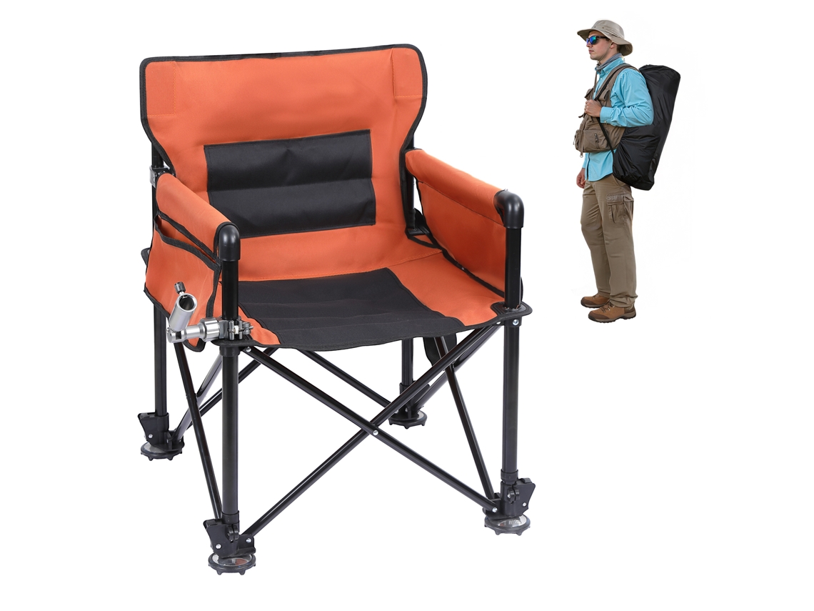 Silla Plegable Para Camping/pesca Flasidu, Naranja Y Negra, Duradera Y Portátil Para Uso En Exteriores, Tela Oxford, Antideslizante, 54*54*87 Cm