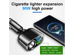 Cargador Universal Para Coche B-12v-24v, Adaptador De Carga Rápida Para Coche, 66 W, Usb, Rotación De 360 ​​grados, Para Iphone, Samsung Y Xiaomi.