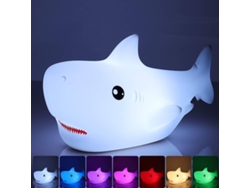 Luz de noche para niños, 7 colores, luz de noche de tiburón, recargable, lámpara LED de silicona blanda (blanca)