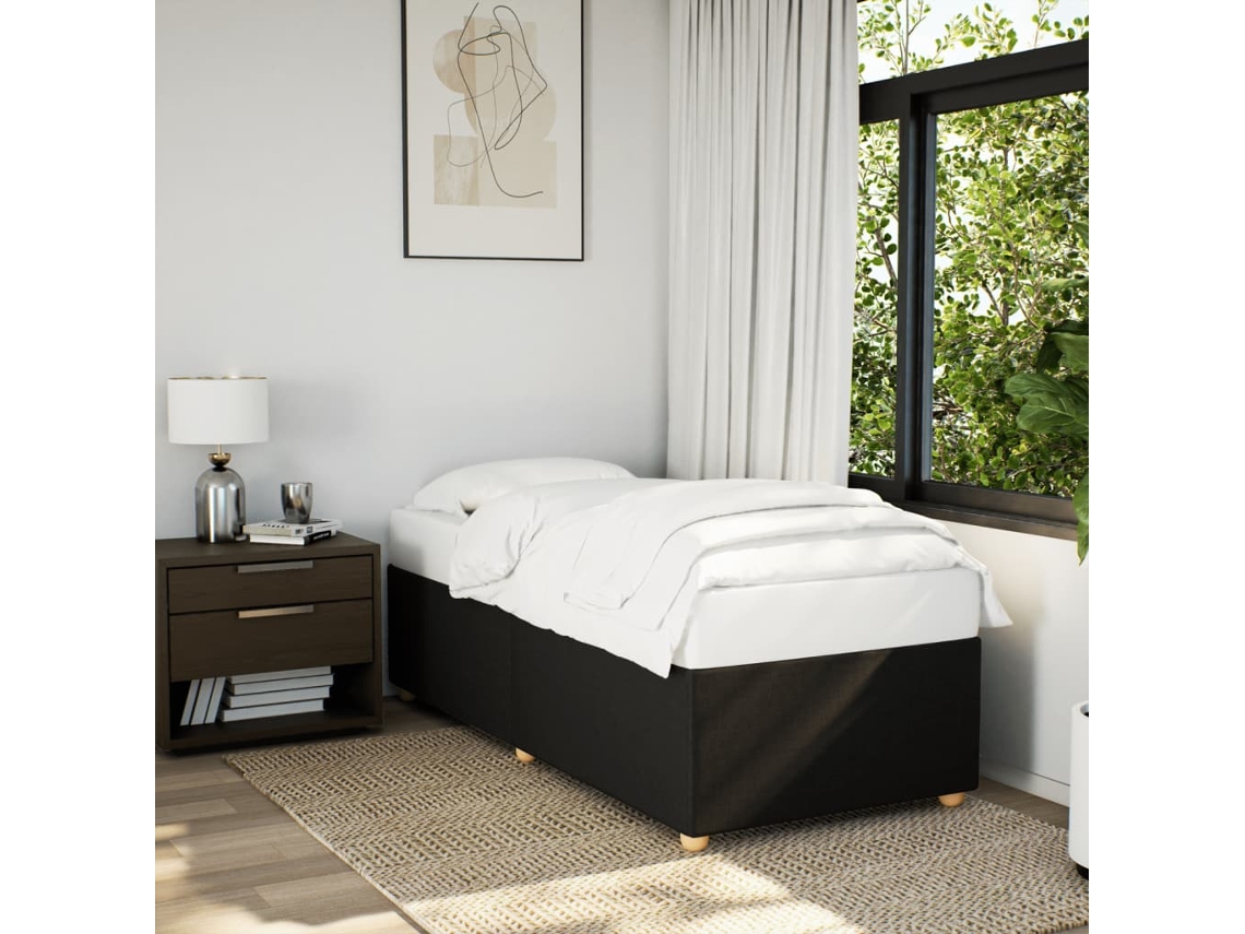 Estructura De Cama Sin Colchón Tela Negro 100x200 Cm