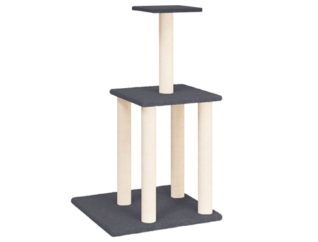 Rascador para gatos con postes de sisal gris oscuro 85.5 cm VIDAXL