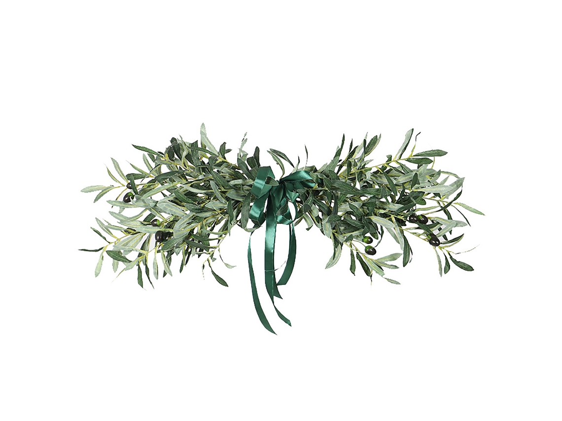 Guirnalda Decorativa De Entabularia De Olivo Para Pared, Hogar, Boda, 90x50cm, Verde