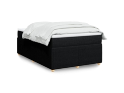 Cama Box Spring Con Colchón Tela Negro 120x200 Cm