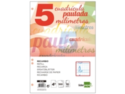Recarga de Hojas LIDERPAPEL 75g/m² 4º, diretriz 5mm (4º)